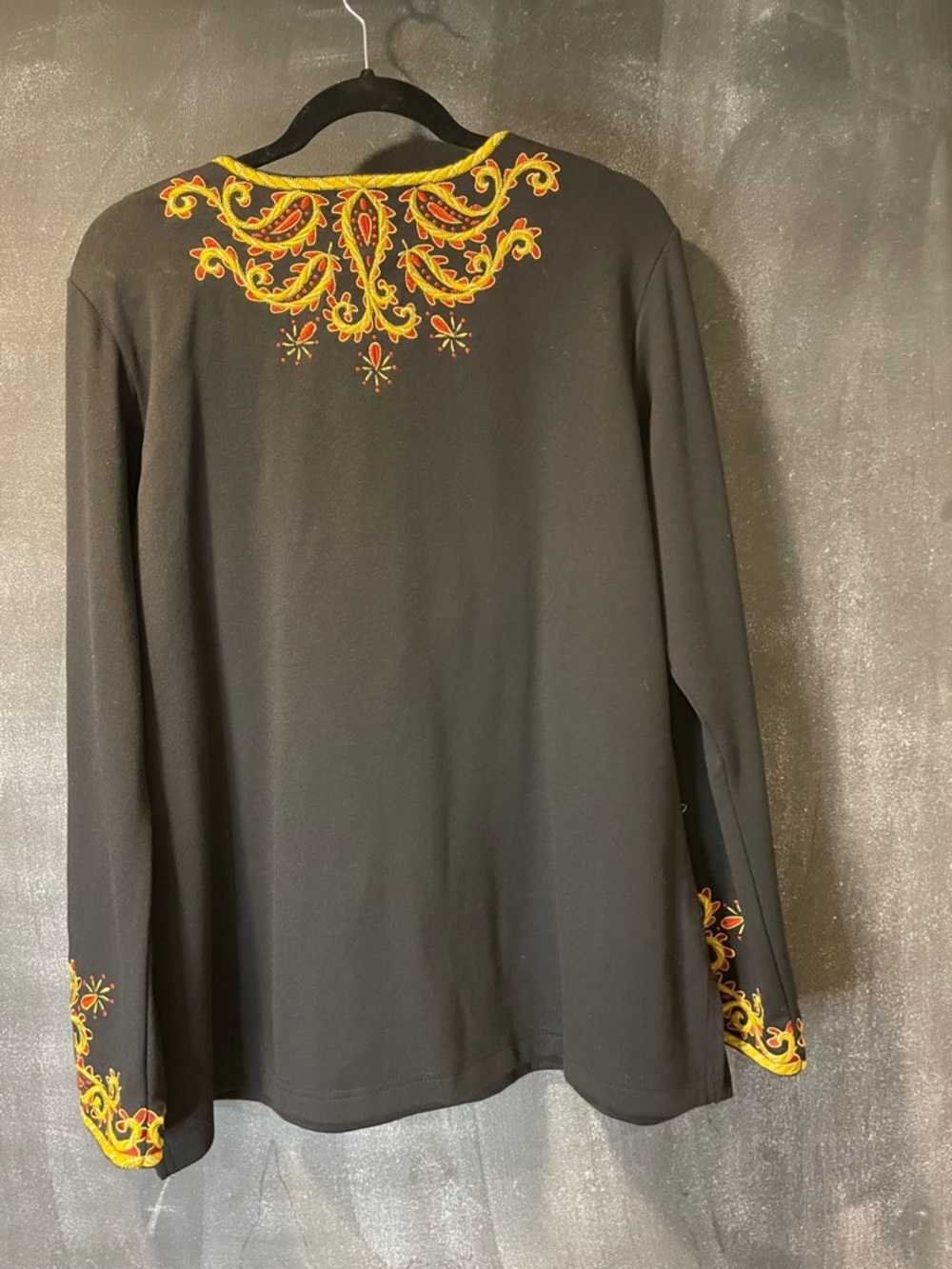 Bob Mackie Black Tunic with Gold and Red Embroidery - Picture 9 of 12
